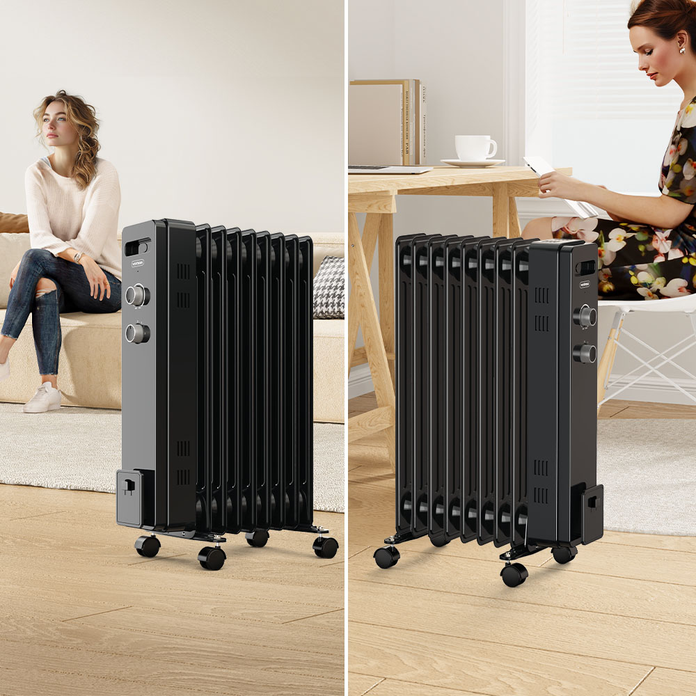 9 Fin Oil Filled Radiator 2000W - Black