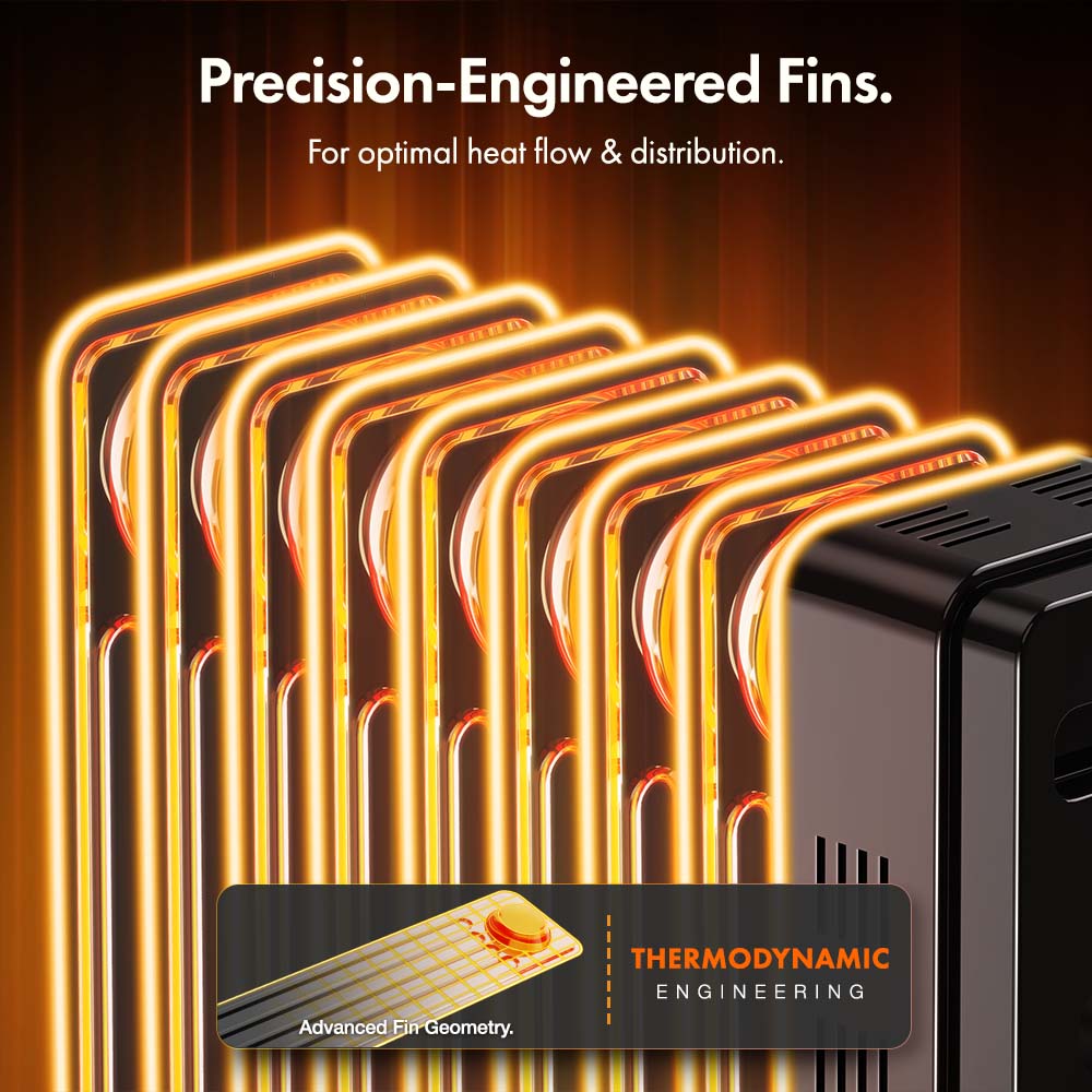 9 Fin Oil Filled Radiator 2000W - Black