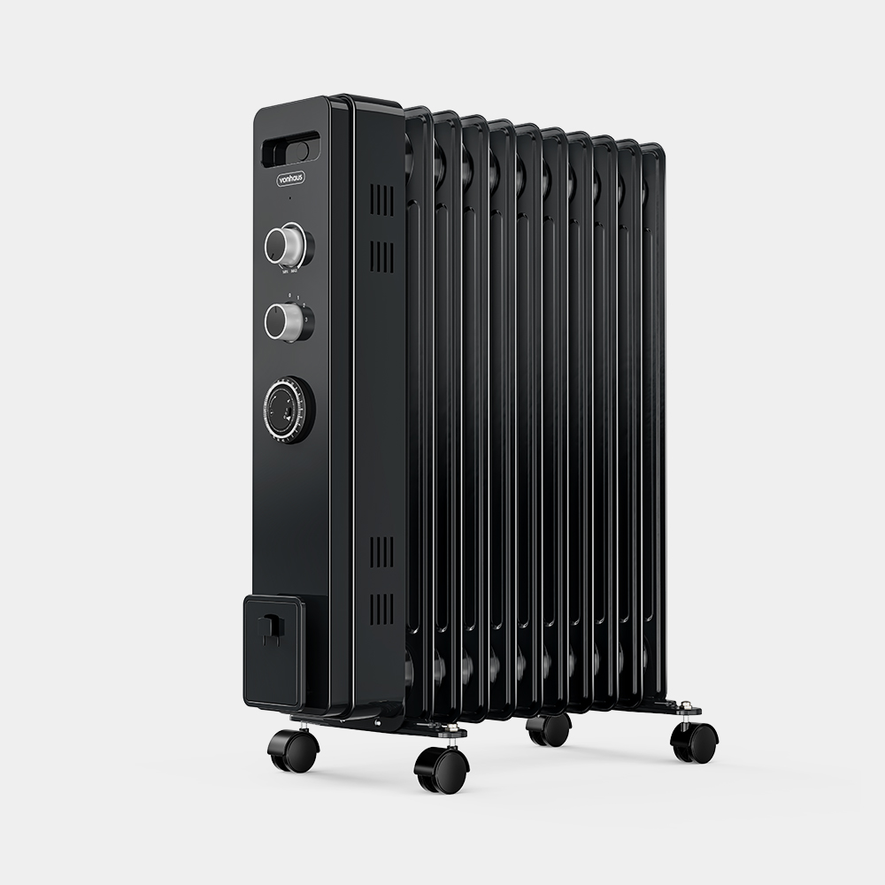 11 Fin Oil Filled Radiator with Timer 2500W - Black