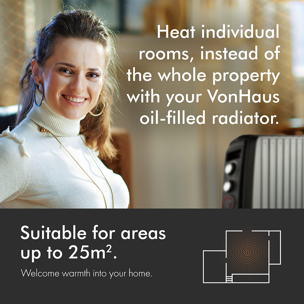 Oil Filled Radiator with Closed Fins - 2000W