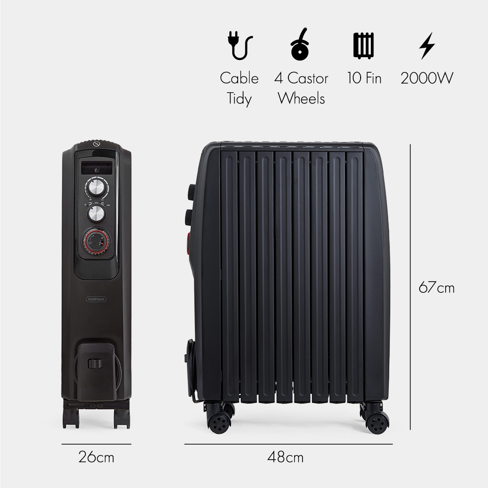 Oil Filled Radiator with Closed Fins - 2000W
