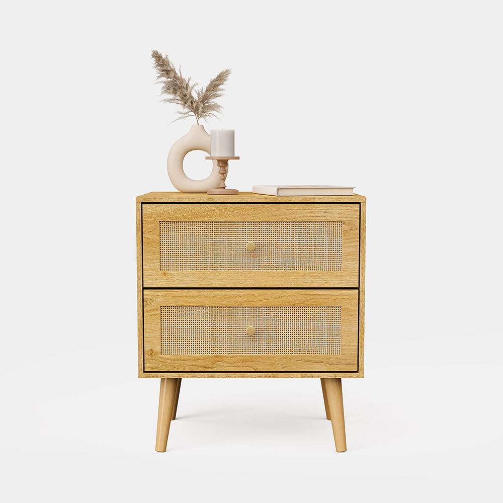 Sienna Rattan Bedside Table 2 Drawer