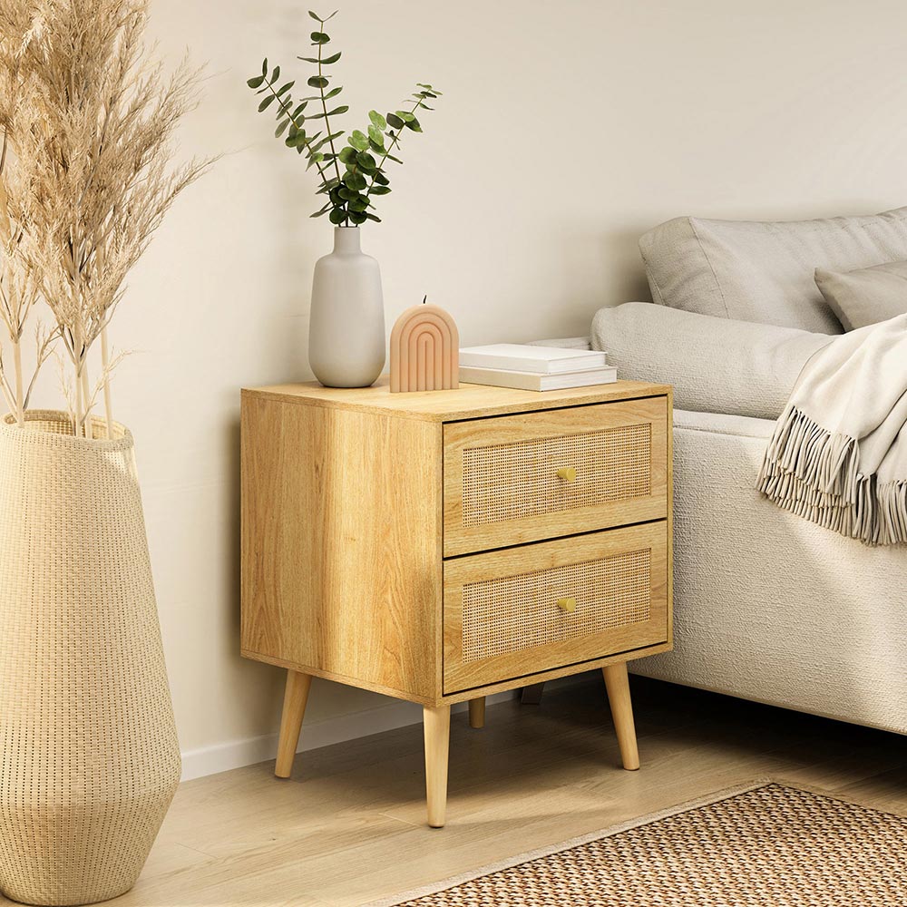 Sienna Rattan Bedside Table 2 Drawer