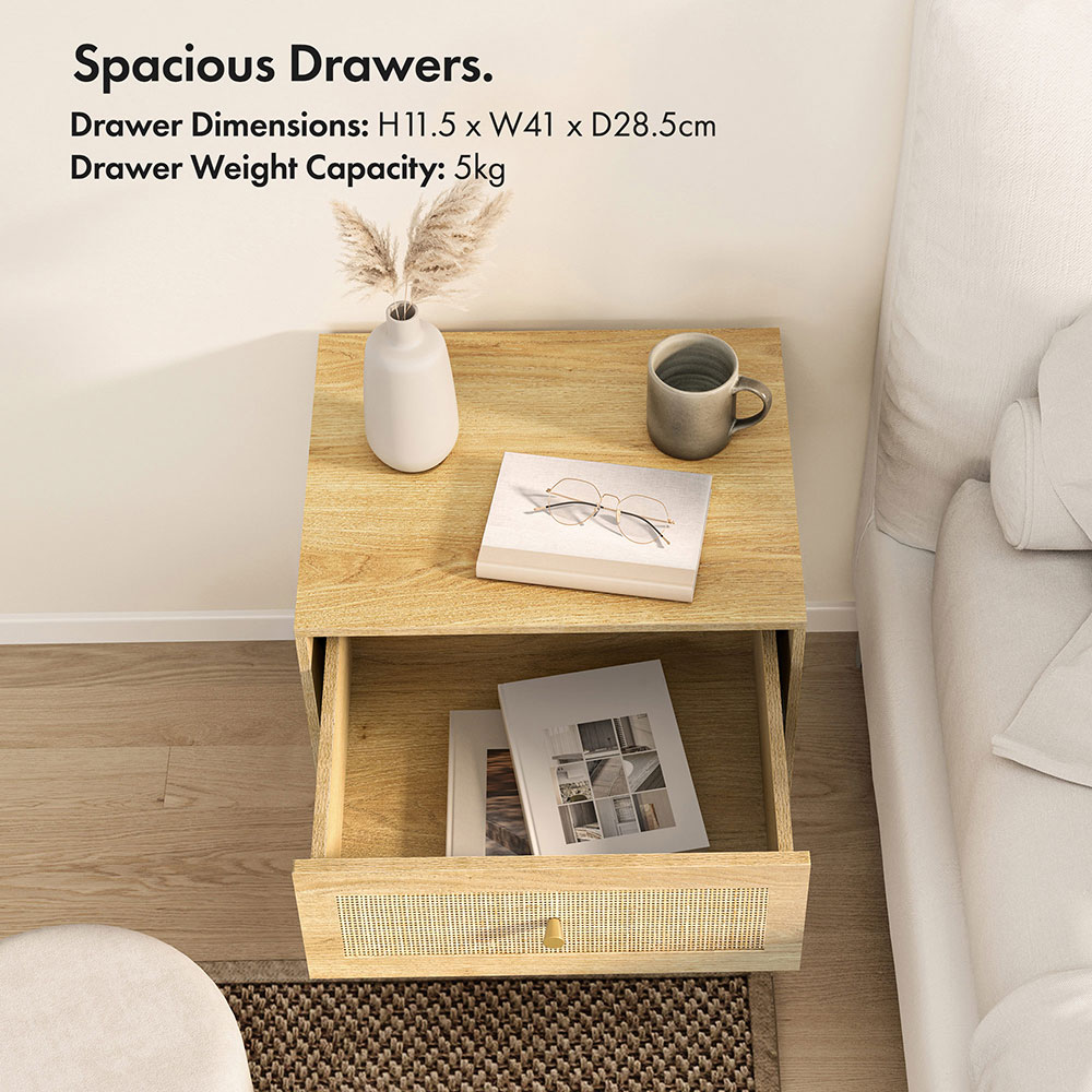 Sienna Rattan Bedside Table 2 Drawer