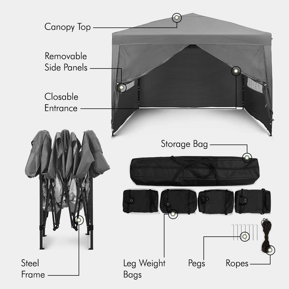 Grey Pop-up Gazebo Set 3m x 3m 