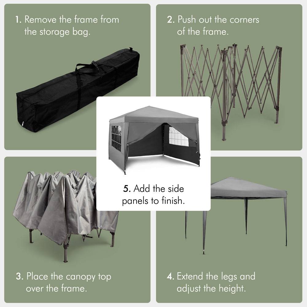 Grey Pop-up Gazebo Set 3m x 3m 