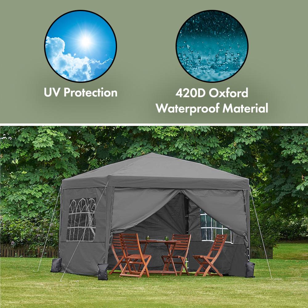 Grey Pop-up Gazebo Set 3m x 3m 