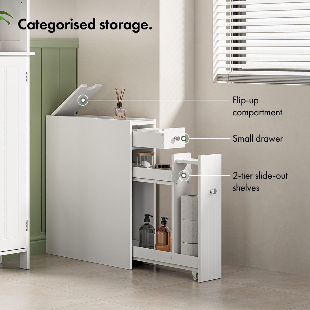 Holbrook White Slim Bathroom Storage Unit 