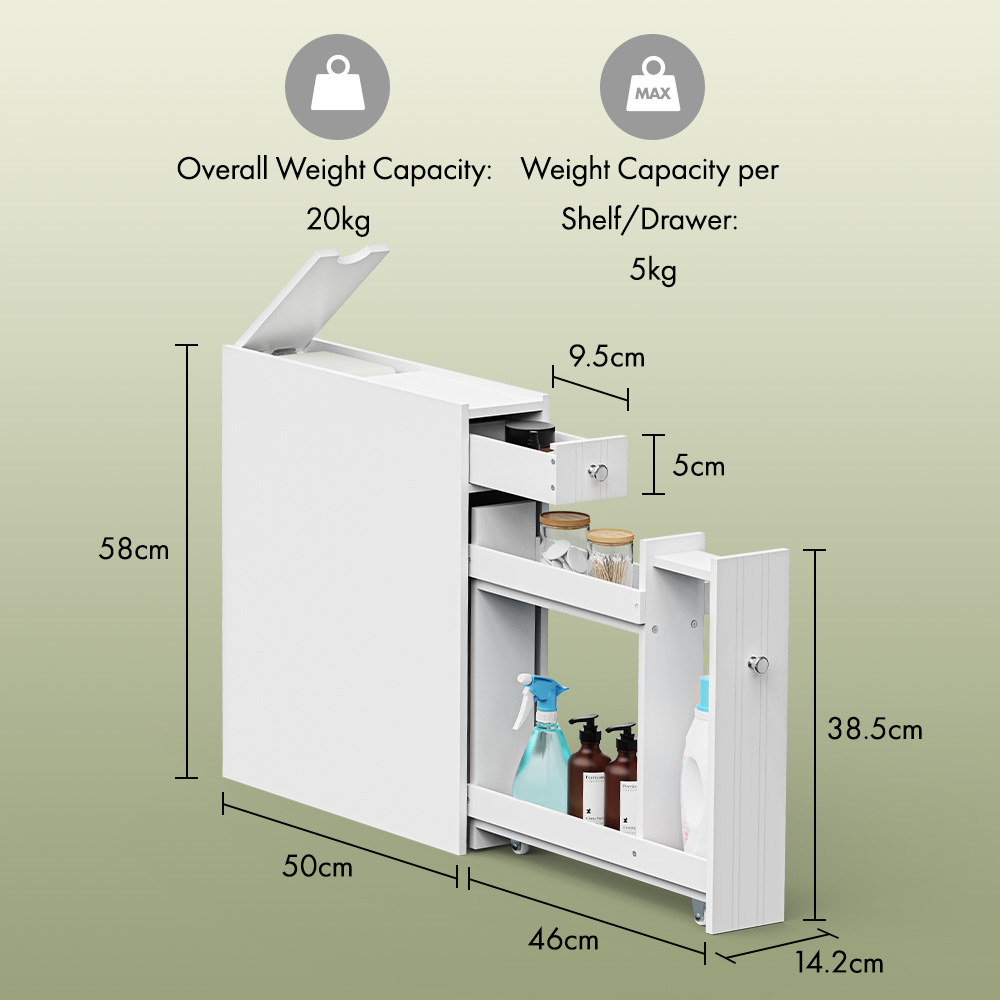 Holbrook White Slim Bathroom Storage Unit 