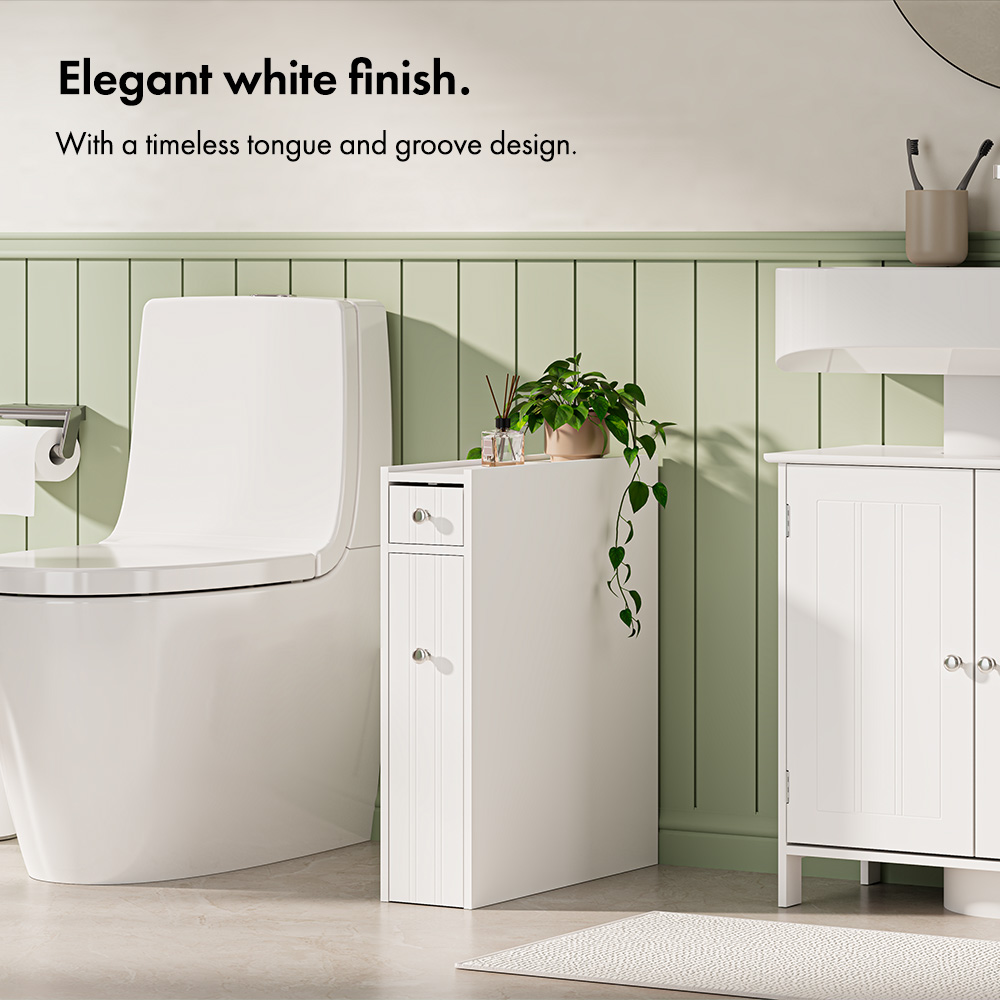 Holbrook White Slim Bathroom Storage Unit 