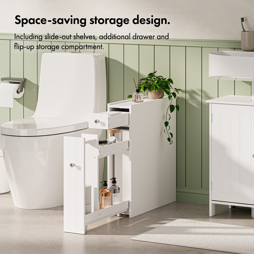 Holbrook White Slim Bathroom Storage Unit 
