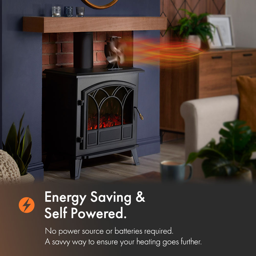 4 Blade Stove Fan with Temperature Gauge