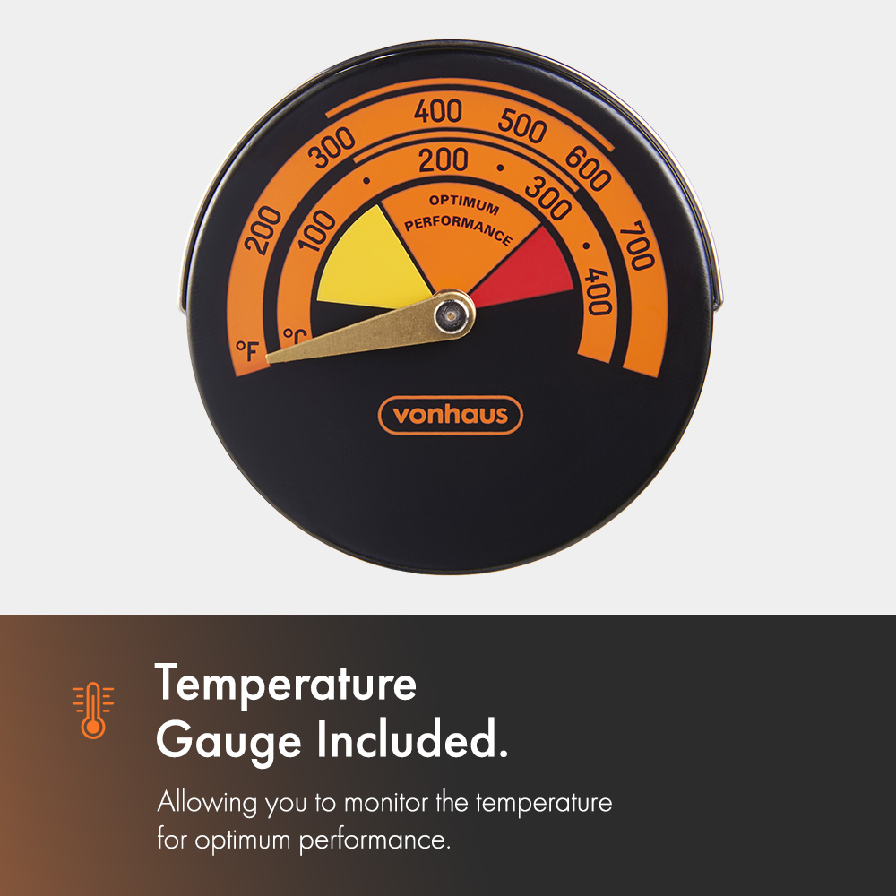 4 Blade Stove Fan with Temperature Gauge