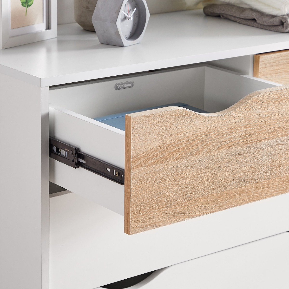 White & Oak Effect Chest Of Drawers