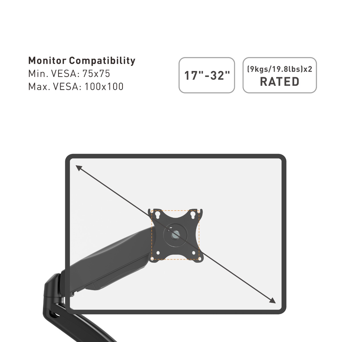 Single Arm Gas Mount With Clamp