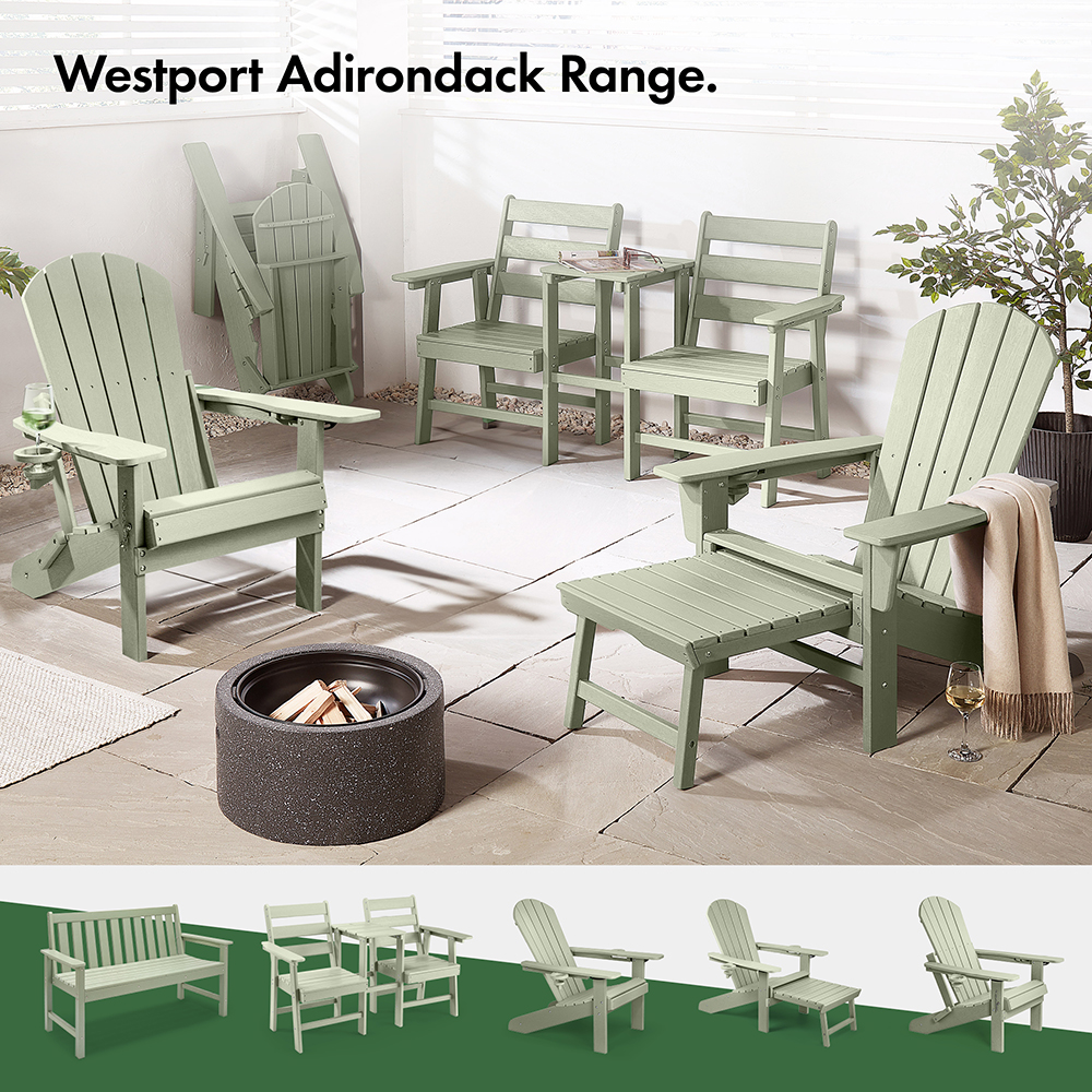 Westport Adirondack Green Folding Garden Chair