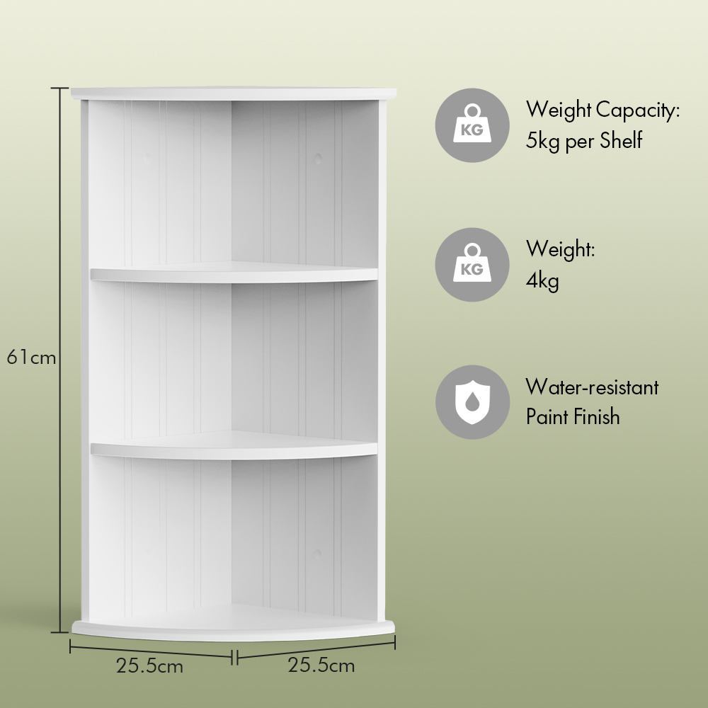 Holbrook White 3 Tier Corner Shelf Unit