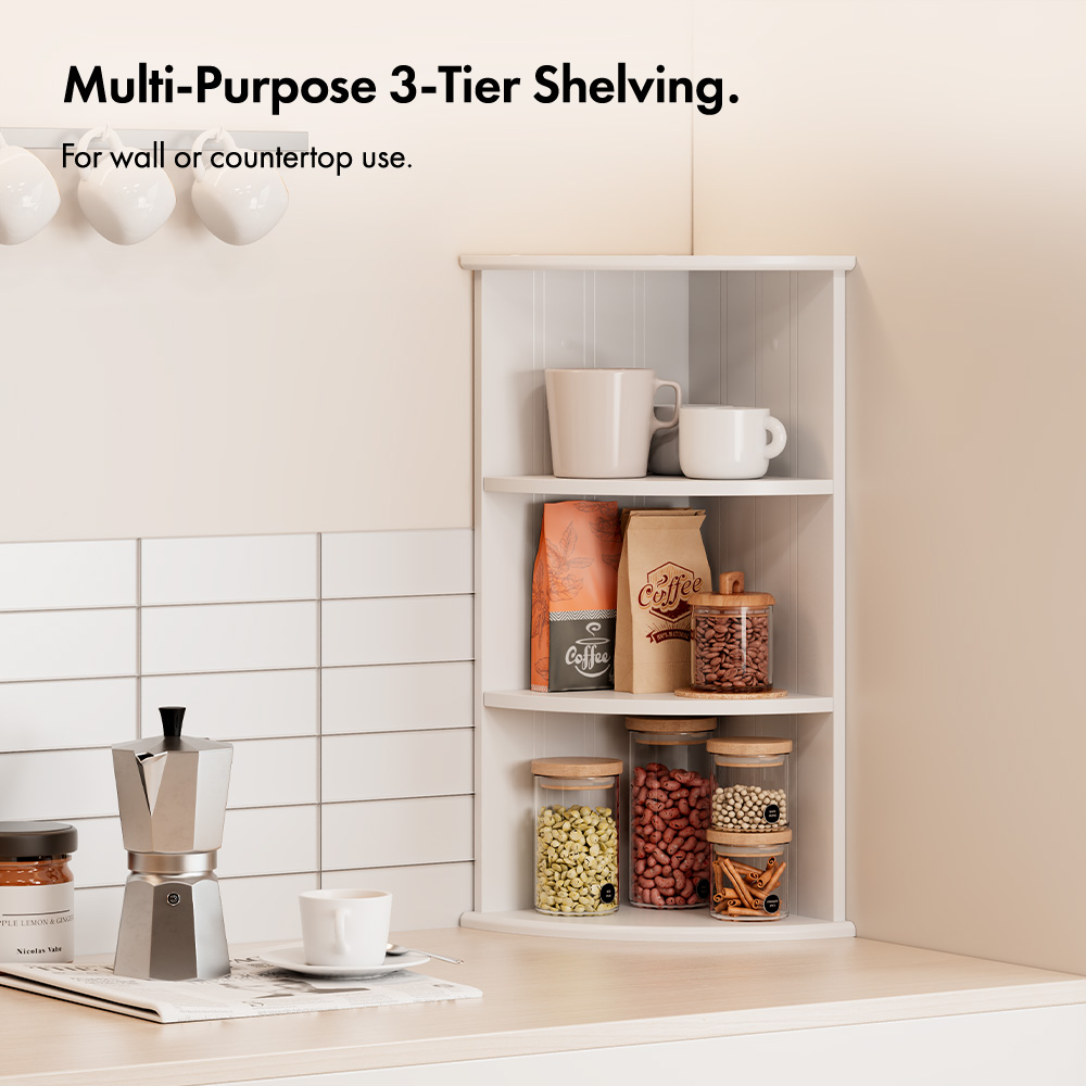 Holbrook White 3 Tier Corner Shelf Unit