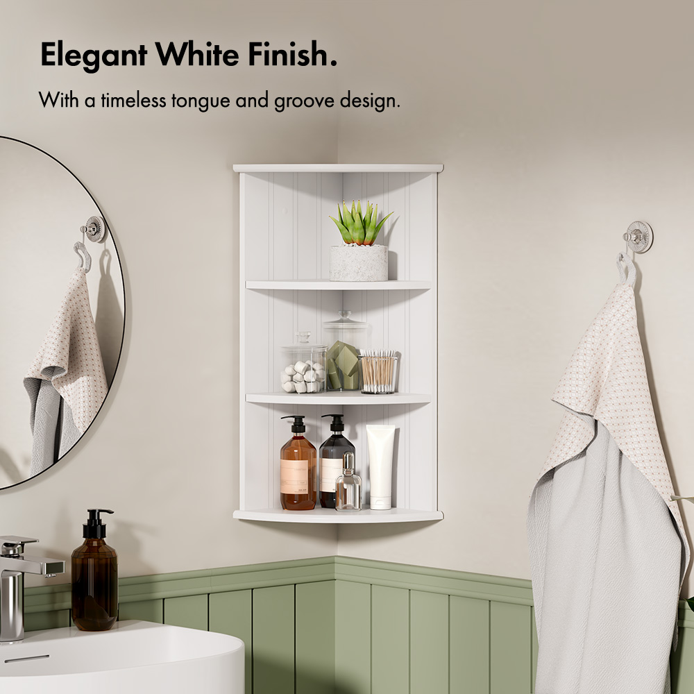 Holbrook White 3 Tier Corner Shelf Unit