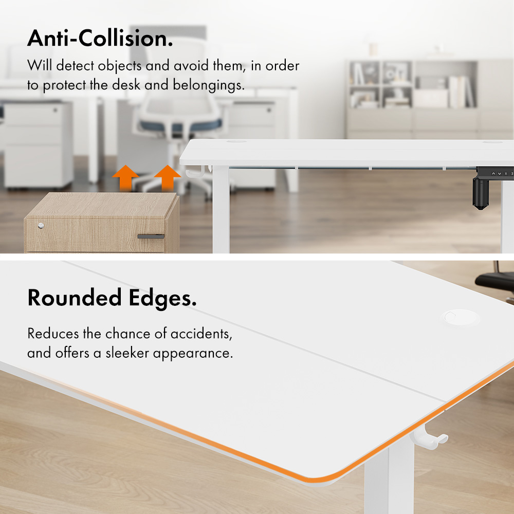 White Standing Desk 100x60cm with USB-C Charging Port