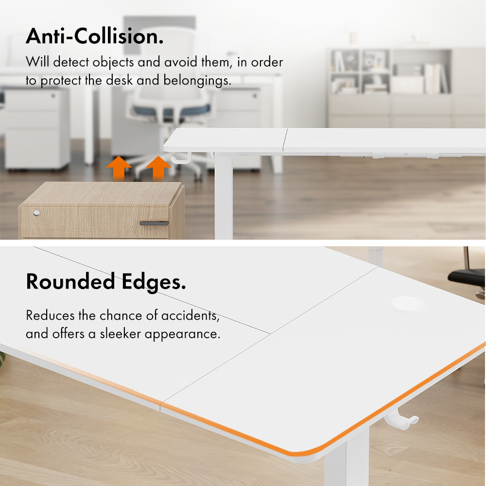 White Standing Desk 120x60cm with USB-C Charging Port