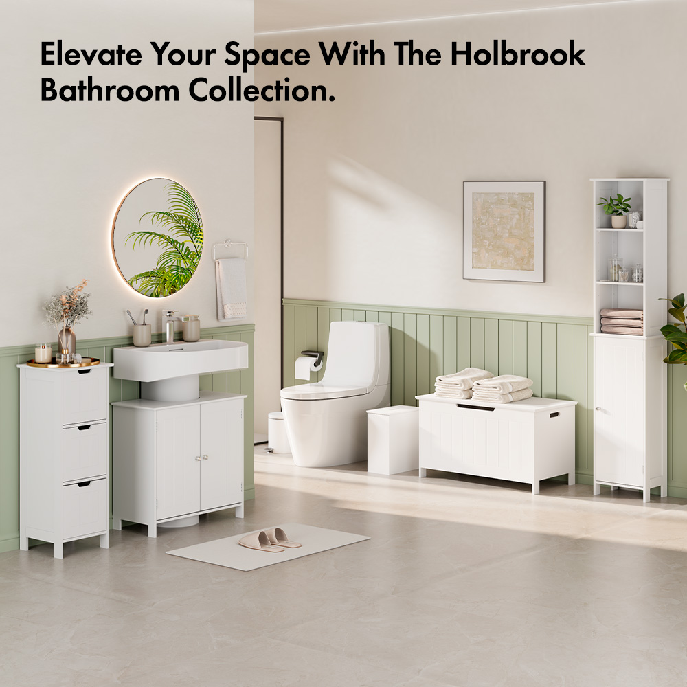 Holbrook White Slim Bathroom Storage Unit 