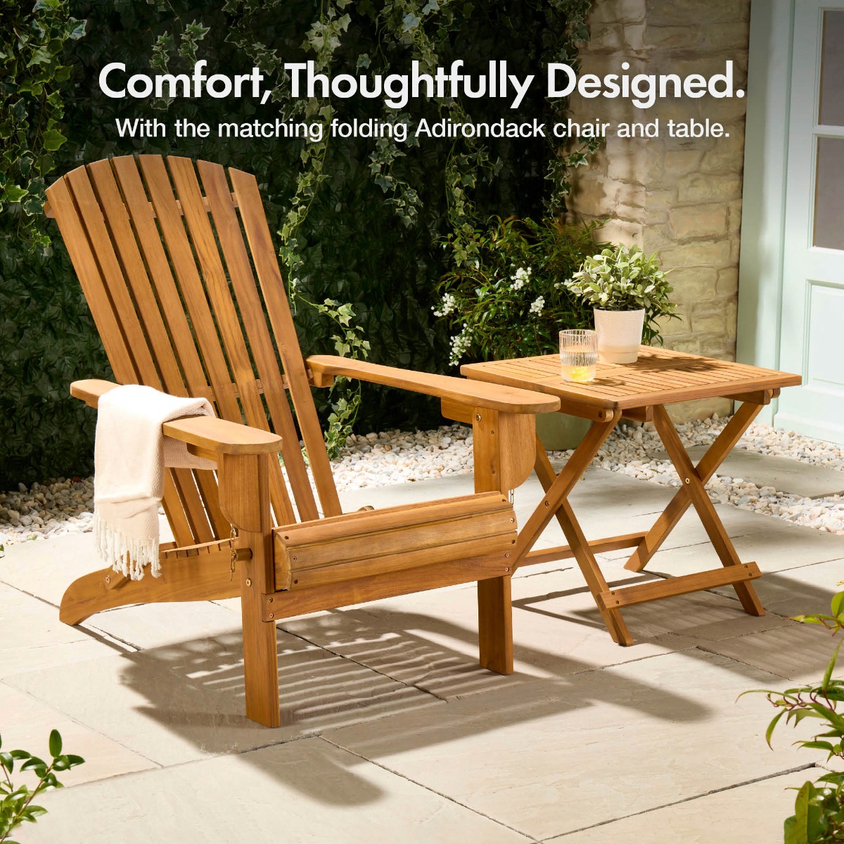 Hudson Folding Adirondack Chair and Side Table