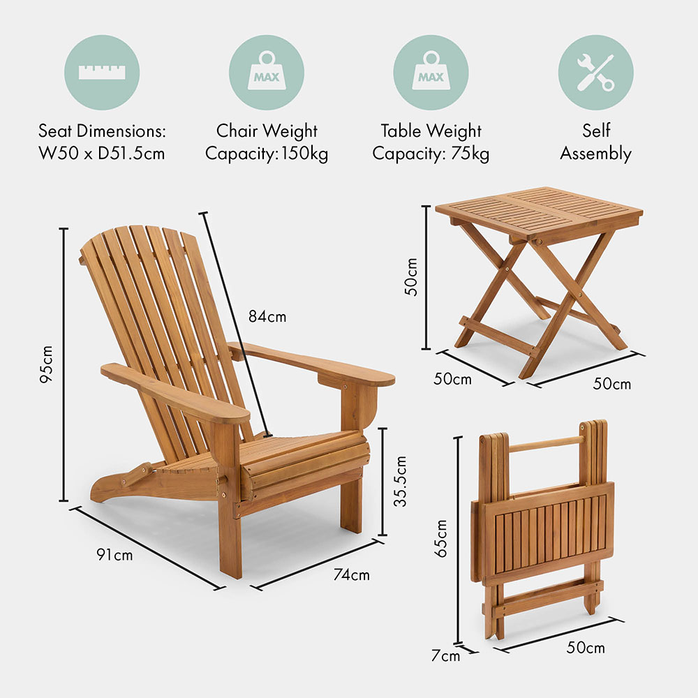 Hudson Folding Adirondack Chair and Side Table