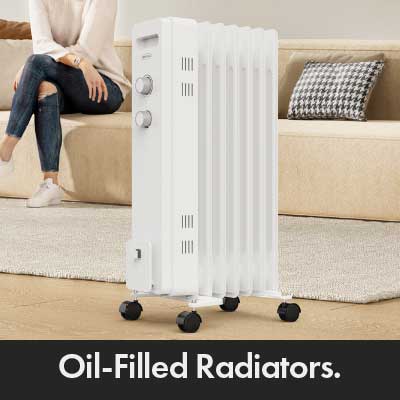 Oil Filled Radiator on Wheels In Living Room